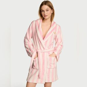 NWT! VICTORIA'S SECRET Cozy Plush Classic Wide-Striped Robe